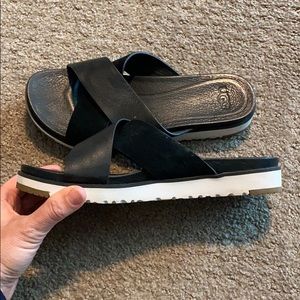 Ugg black/white flip flops - size 6.5